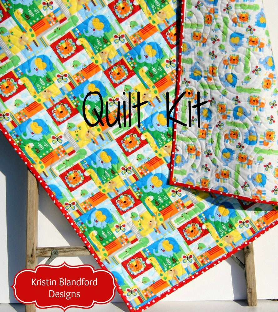 Quilt Kit FLANNEL Baby Blanket Panel Quick Easy Boy or