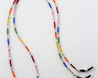 Handmade Beaded Eyeglass Chain Holder ~ Rainbow Sparkle