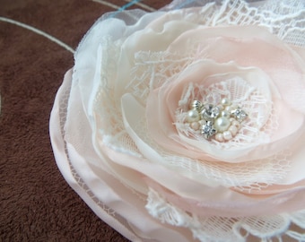Bridal blush pink, Rose Quartz hair flower, bridal hairpiece, bridal hair clip, wedding hair flower, wedding hair accessories, READY TO SHIP