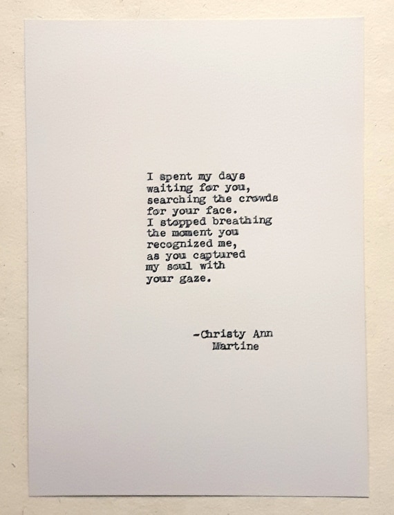 Romantic Anniversary Gift for Him or Her - Soulmates Poem Typed by Writer with Vintage Typewriter