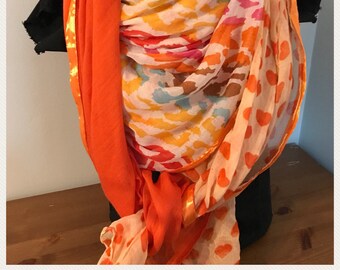 Scarf veil brightly orange and leopard