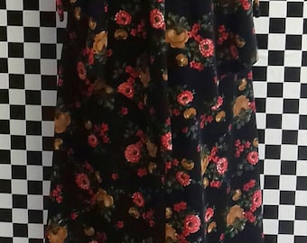 Black and floral maxi dress with attached cape and ties - medium
