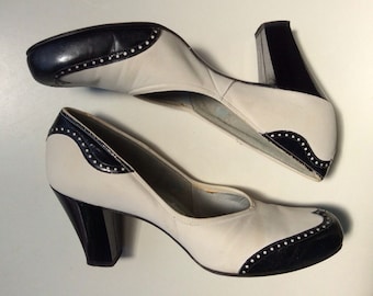 1940s black & white spectator heels
