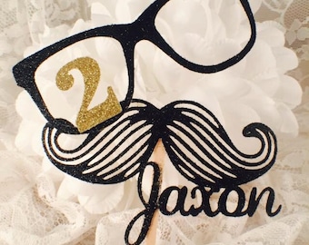 Mustache Cupcake Toppers - Baby Shower - It's A Boy - Boy Birthday Party - Little Man Party - Gender Reveal - Mustache Glasses - Custom