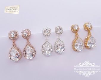Swarovski earrings, Bridal Earrings, drop earrings, crystal earrings, wedding earrings, crystal drop earring, Dangle Earrings, CARLA
