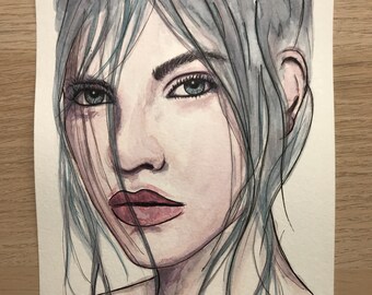 Model Original Watercolor Painting.