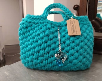 80% wool bag, entirely handmade, turquoise-colored