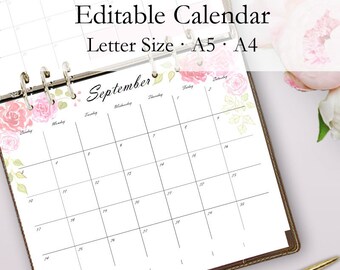 monthly calendar printable editable template calendar 2018