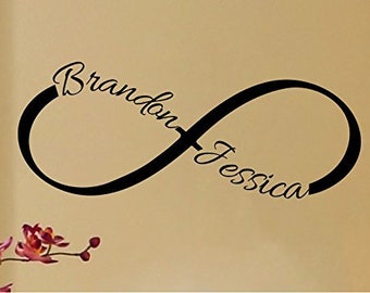 Personalized Custom Name with Infinity Symbol Love Wall Decal Sticker Art Mural Home Décor Quote Bedroom Marriage CHOOSE COLOR SIZES