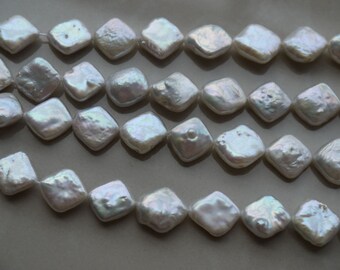 Square Freshwater pearl string, semi-finished 14.0 to 15.0mm,baroque ,A+,15 inches, wholesale, pearl supplier