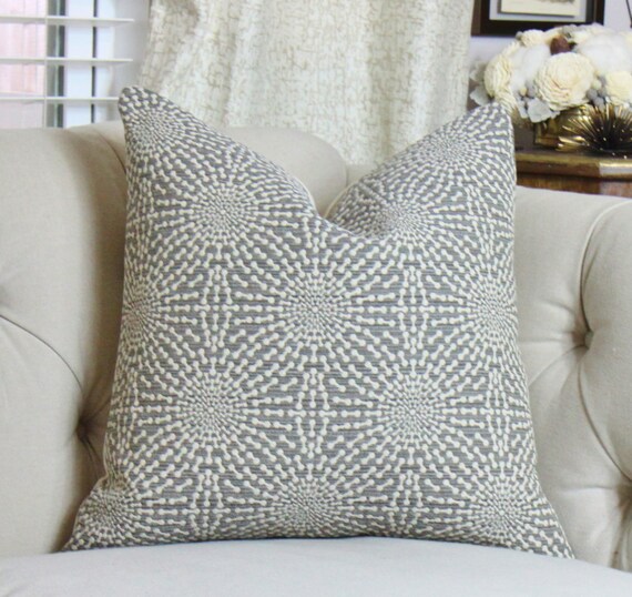 Gray Pillow Gray and Off White Pillow Cover Starburst