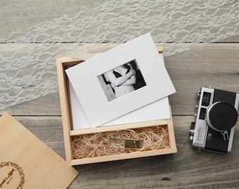 4x6" Maple Wood USB and Photo Box - Print Proof Box - Photography Presentation Box ( Custom Laser Engraving, USB Optional )