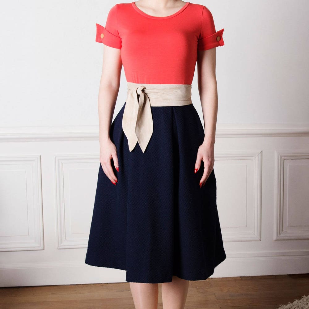 Navy Blue Woolen Skirt
