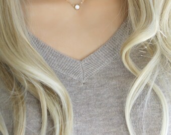 Cubic zirconia solitaire diamond necklace, all 14k gold filled, cz diamond, layering necklace, minimal, modern, potionumber9 potion no. 9