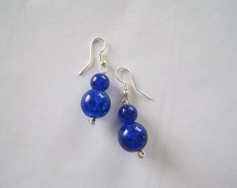 blue Glass Earrings with Silver findings