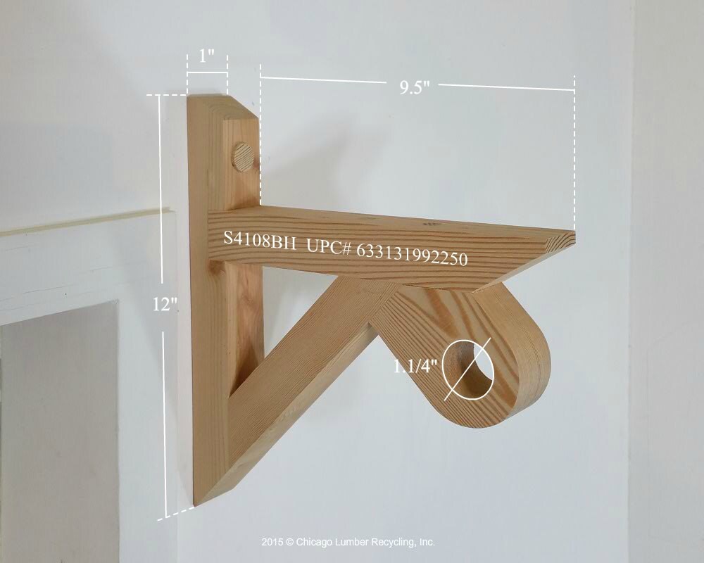 Combined Single Curtain Rod Shelf Support Bracket S4108bh One Of A Combined Single Curtain Rod Shelf Support Bracket S4108bh One Of A Kind Window Hardware Handcrafted From Reclaimed Wood