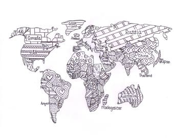 Coloring world map | Etsy Coloring world map | Etsy