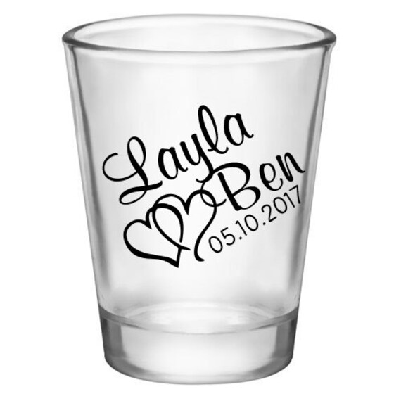 100x Cute Hearts Custom Wedding Shot Glasses