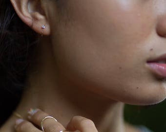 gemstone claw earring | sleeper earring | hug hoops | 14k gold or sterling silver