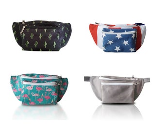 Cute Fanny Pack - Free Shipping, 3 Pockets, Multiple Styles (Cactus, America, Flamingo, Gray)