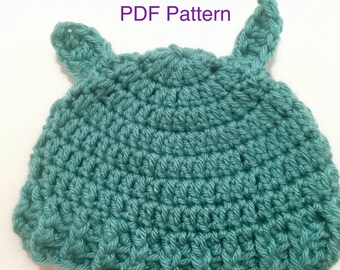 Crochet Pattern Yoda Hat for Newborn Baby-3 Months