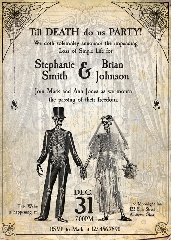 Skeleton Till Death Do Us Party Engagement Party Invitations Skeleton Till Death Do Us Party Engagement Party Invitations