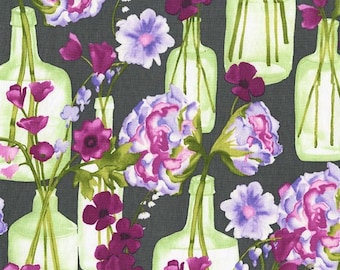 Posie Bouquet in Charcoal (cj6662) - VIGNETTE by Laura Gunn - Michael Miller Fabrics - By the Yard