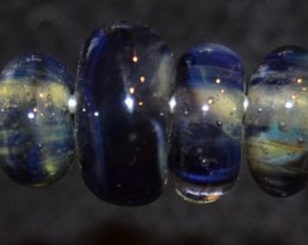 Blue Haze - seven boro lampwork beads, SRA K45