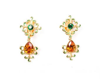 Yves Saint Laurent Drop Gem Clip On Earrings