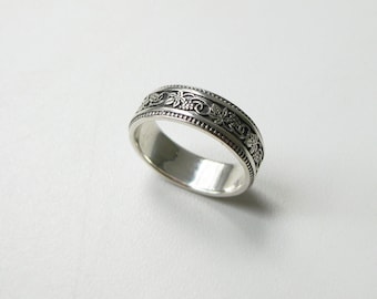 Women's silver ring, vintage silver ring, silver ring for women, flowers ring, silver ring, sterling silver ring, silver ring band