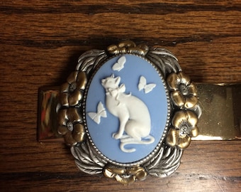 Cat and butterflies hair clip