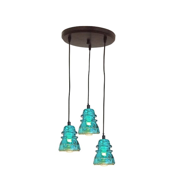 Lighting Rustic Chandelier VINTAGE 1920's-60's Repurposed Industrial Glass Insulator Pendant Light Round Pendant Lighting Kitchen Island