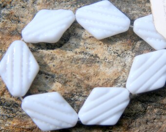8 vintage German glass beads White