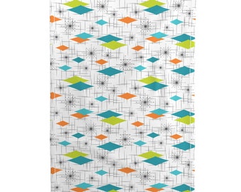 Mid Century Tea Towel Set - Burmond #G3 by Tonyanewton - Orpington Linen Cotton Tea Towel Set by Roostery Spoonflower