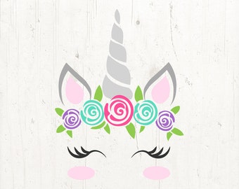 unicorn svg, unicorn eyelashes, unicorn birthday svg, floral unicorn svg, unicorn face svg, Cricut, Silhouette Cut File, SVG DXF EPS
