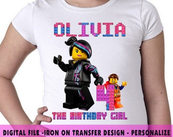 Lego Girl , Iron On Transfer , Lego Girl DIY Transfer , DIY Lego Girl Birthday Shirt , Lego Girl , Any Name , Any Age , Digital Files
