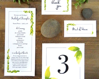 Wedding Extension Set, Programs, Name cards, Thank You's, and Table Number's