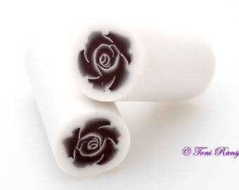 Black Rose Polymer Clay Cane, Raw polymer Clay Cane, Millefiori Polymer Clay
