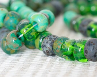Aged Forest Picasso 32/0 Czech Seed Bead Mix, 32/0 Aged Forest Picasso Seed Beads, 5348, 30 Mixed Beads