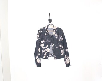 vintage acid wash celine jacket // designer silk denim jacket // berfdorf goodman classic fit jean jacket