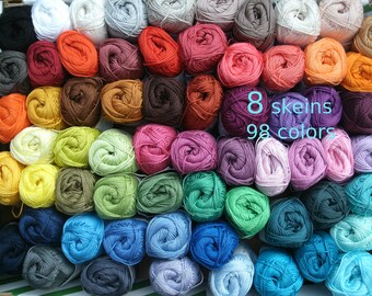 8, cotton crochet yarn, Catania, 400 gram in total, each 50 g, pick your colors, now 98 colors, amigurumi, lalylala, granny square, smc