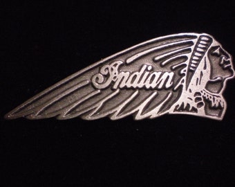 vintage pewter biker pin indian motorcycle
