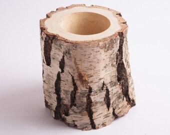 vase rustic log flower woodland decor wooden centerpiece decoration natural
