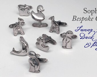 Dolphin, Giraffe or Pinguin Sterling Silver Cufflink