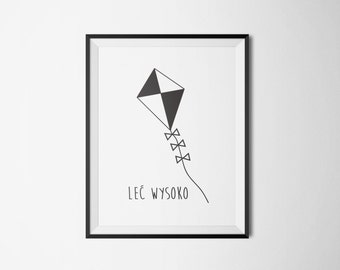 lec wysoko, latawiec, pplakat, poster, digital poster