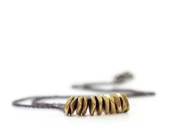 Gold Nuggets Necklace / Brass Necklace / Gold Brass Nuggets / Simple Minimalist / Brass Jewelry