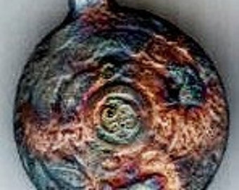 Handmade Raku Pendant 42mm 1 piece