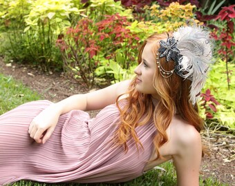Glorious Greys Feather Fascinator