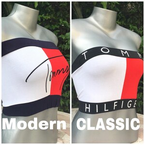 Reworked ClassiC BrandZ inspired Brallette Bandeau Tube Top Crop Tommy Bra Tommy Hilfiger Crop Vintage Aaliyah Look 2 Styles