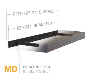 Floating Shelf Bracket for 12" to 34" Long Floating Shelf - MEDIUM DUTY- Hardware Only (US Patent 9,861,198)